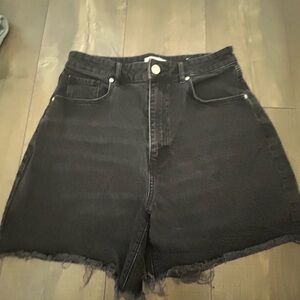 LOFT Black Jean Shorts Frayed Hem Casual
